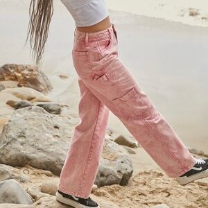 Full Tilt Pink Frosted Cargo Jeans Size 24
